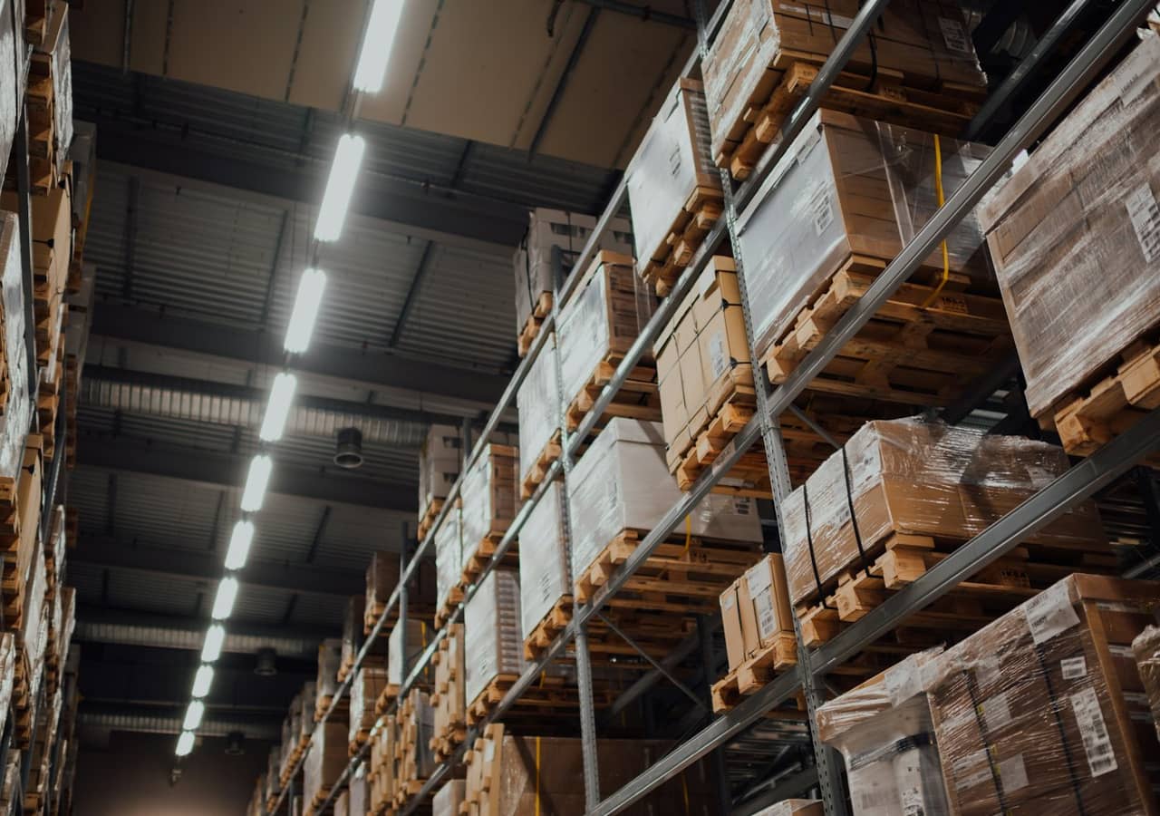 Palletised surplus inventory ready to load